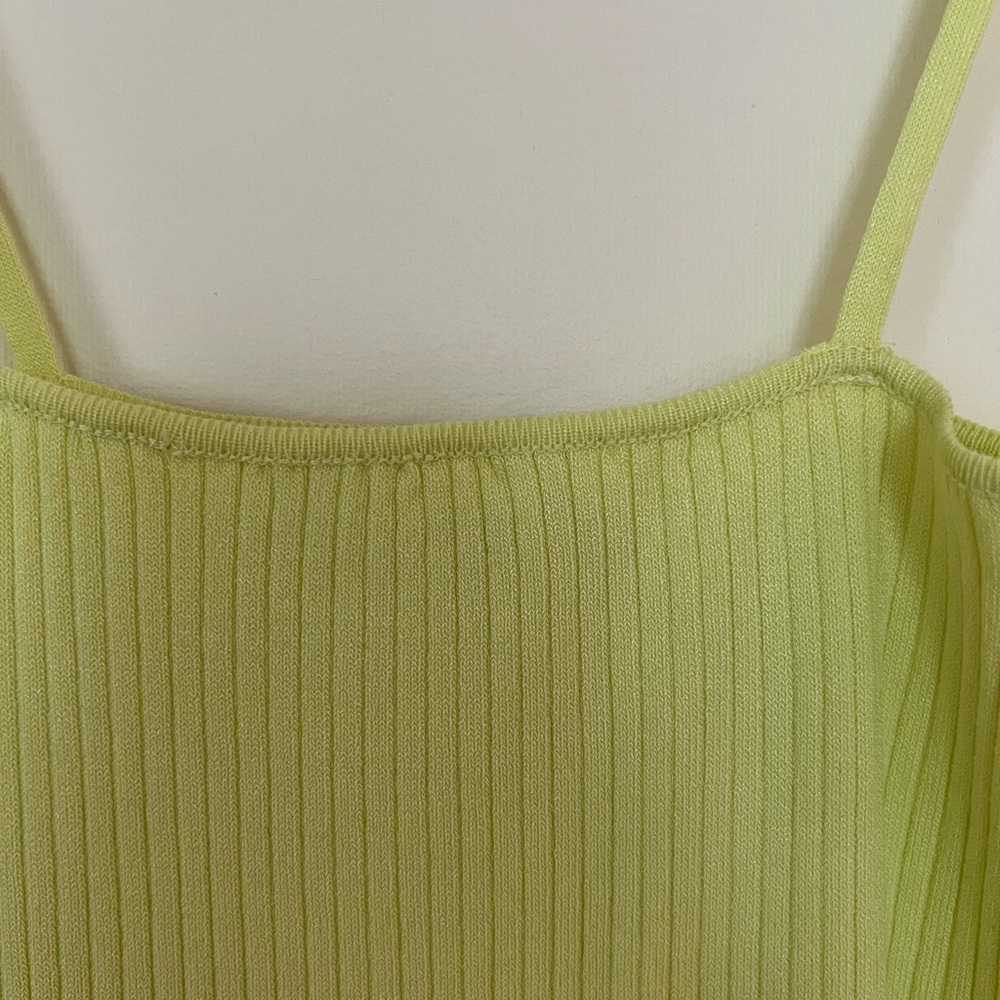 Zara Women Yellow Green Ribbed Knit Dress w/ Crop Button Down Top Cardigan Small - Picture 8 of 17